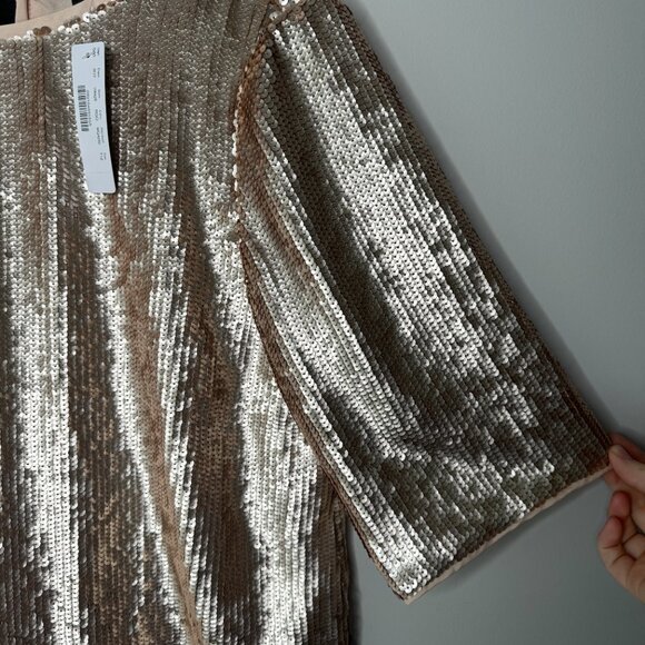 NWT J. Crew Tall Sequin Cropped Top Rose Gold Womens 12T Half Sleeve H4429 - Picture 7 of 9